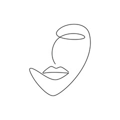 Woman face continuous line drawing. Modern abstract minimal one line style illustration. Female portrait vector.  Minimal design element, print, banner, wall art poster, brochure, beauty product logo.