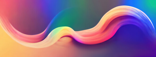 Twisted banner. Graphic art. Digital background. Creative colorful illustration of rainbow smearing paint stroke flow in wave motion composition pattern.