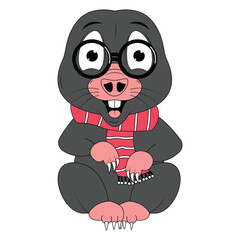 cute mole animal cartoon illustration