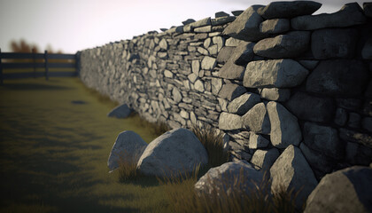 ancient stone wall in the nature field Generative AI, Generativ, KI