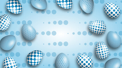 text space circles for Easter greetings making with beautiful decorated Easter eggs