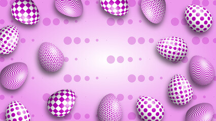 text space circles for Easter greetings making with beautiful decorated Easter eggs