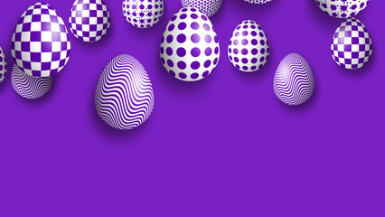 falling down decorated Easter eggs theme illustration with copy space