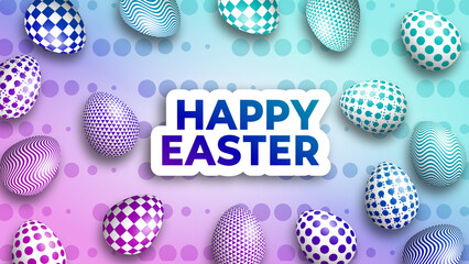 happy Easter greetings for Easter holiday with decorative beautiful Easter eggs