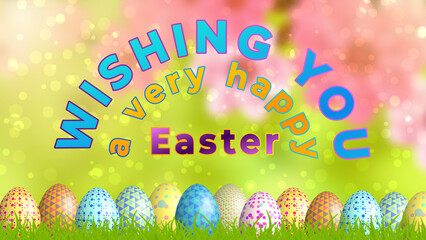 very beautiful Easter greetings on blur green background