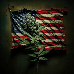 American Flag with Marijuana 4th of July - AI Generated - obrazy, fototapety, plakaty