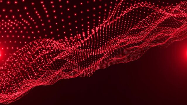 Abstract digital particle wave and lights background, digital effect animation cyber technology.	