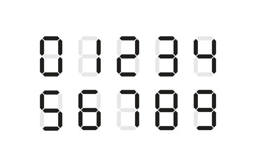 digital clock time vector font typography numbers