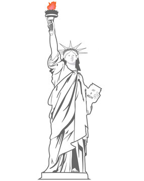 United States of America .Statue of Liberty with white background detailed vector