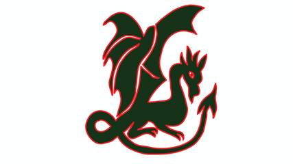 Green dragon tatoo vector illustration