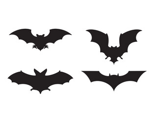 Bats set. Vector filled icons for creating tattoos and stickers.