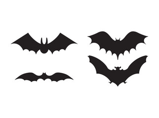 Bats set. Vector filled icons for creating tattoos and stickers.