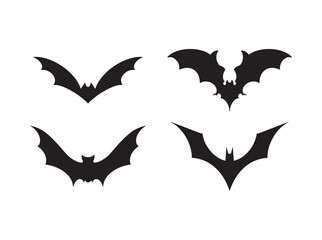 Bats set. Vector filled icons for creating tattoos and stickers.