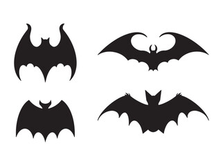 Naklejka premium Bats set. Vector filled icons for creating tattoos and stickers.