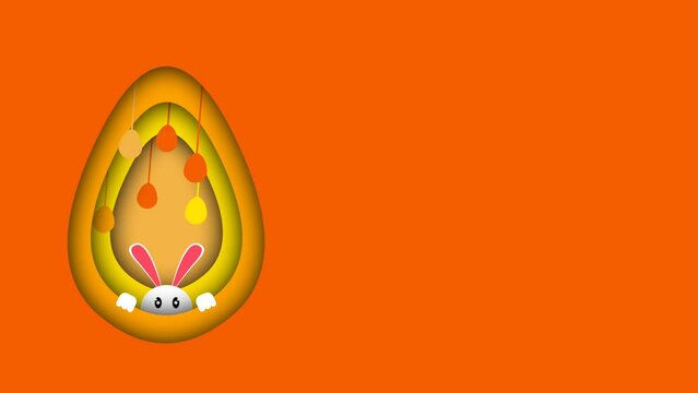 beautiful Easter celebration animation with small rabbit in egg shape and Swinging eggs