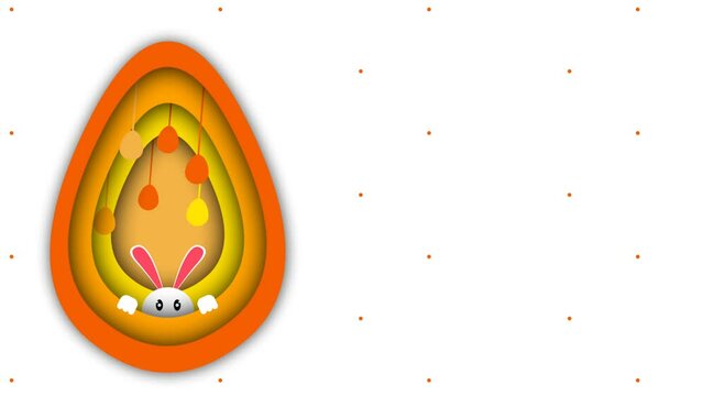 Easter rabbit and egg on moving dot background