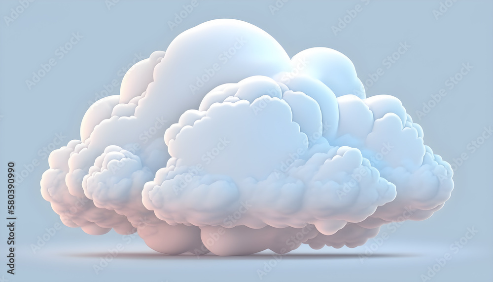 Wall mural cloud isolated with white background -ai generative