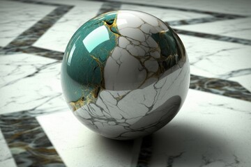 Emerald and Gold Marble Ball