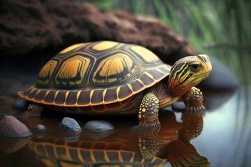 Obraz premium Turtle standing on water surface