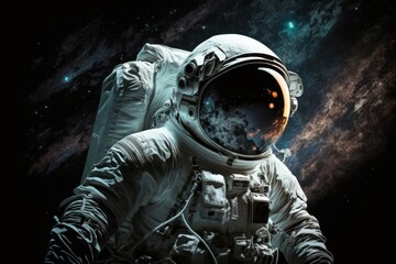 Fototapeta na wymiar Space exploration: Astronaut floating in zero gravity