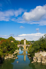 Pont Vieux, bridge in Orthez, New Aquitaine, Departement Pyrenees Atlantiques, France