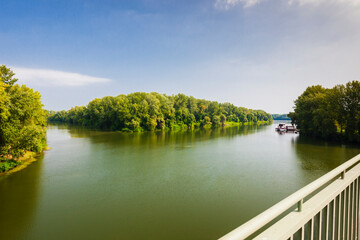 Fototapeta premium confluence of Vltava and Labe rivers near Melnik, Czech Republic