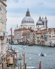Naklejka premium Venice, Italy - 14 Nov, 2022: Basilica Santa Maria and the Grand Canal from Ponte dell'Accademia
