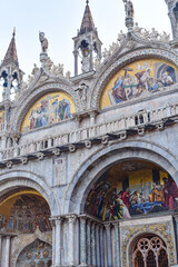 Fototapeta na wymiar Venice, Italy - 14 Nov, 2022: Gilded domes of the Basilica di San Marco