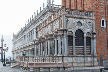 Fototapeta na wymiar Venice, Italy - 15 Nov, 2022: Entrance to the St Marks Campanile in Piazza San Marco