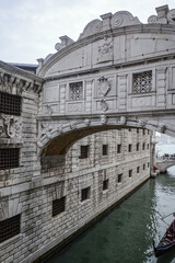 Venice, Italy - 15 Nov, 2022: The Bridge of Sighs from inside the Doges Palace, Palazzo Ducale