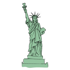 Statue of Liberty. Line drawing, line art. Vector illustration.