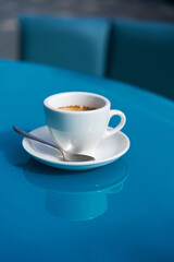 Coffee Break on Blue: Enjoy a Moment of Calm with a Warm Cup of Coffee