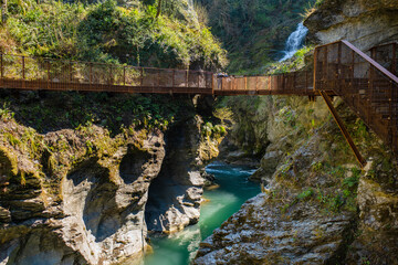 Orrido di Bellano, natural gorge created by the erosion of Pioverna river, shaped into gigantic...
