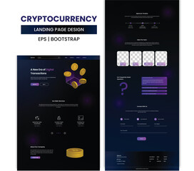 Landing Page Design For A Cryptocurrency Platform In Dark Theme