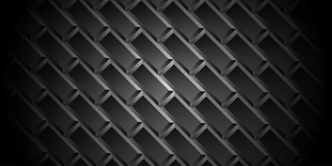 Black brick wall geometric pattern vector background.