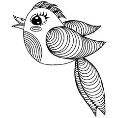 Bird for adult or child coloring book