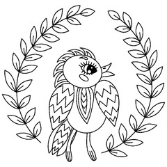 Bird for adult or child coloring book