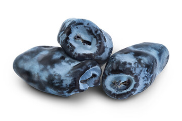 Fresh honeysuckle blue berry isolated on white background with full depth of field