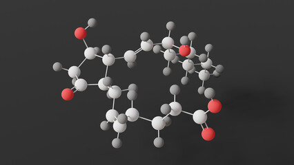 prostaglandin e2 molecule, molecular structure, oxytocides, ball and stick 3d model, structural chemical formula with colored atoms