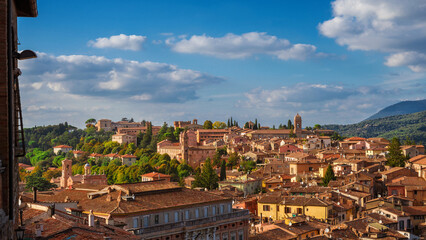Fototapeta na wymiar Perugia historical center skyline from Porta Sole panoramic terrace