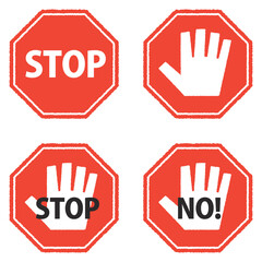 手描き風の「STOP」標識アイコンセット
