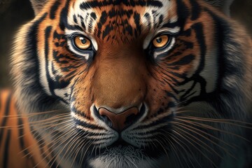 Tiger Close Up Portrait. Generative AI