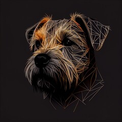 Border Terriers Dog Breed Isolated on Black Background. Generative AI