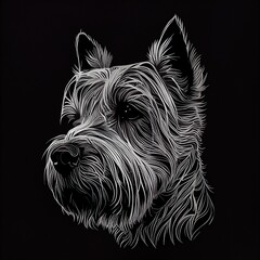 ussell Terriers Dog Breed Isolated on Black Background. Generative AI