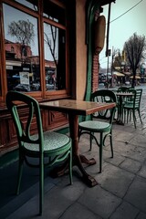 Fototapeta premium illustration, restaurant with outdoor space, ai generative