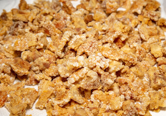 Traditional pork crackling in full frame