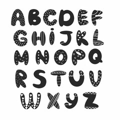 monochrome funny children's alphabet in English