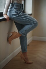 Cropped close up photo of healthy beautiful elegant woman's legs