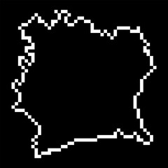 Pixel map of Ivory Coast. Vector illustration.