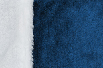 Blue fleece material with white border background